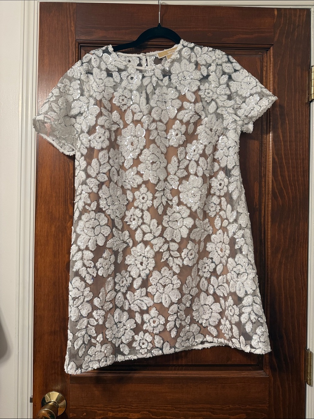 Michael Kors White Floral Lace Overlay Shift Dress